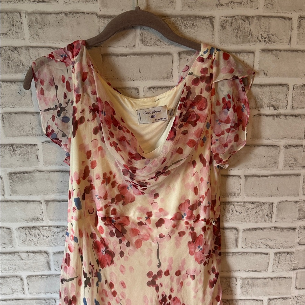 Seraphine Pink Floral dress w/full slip - Picture 3 of 14